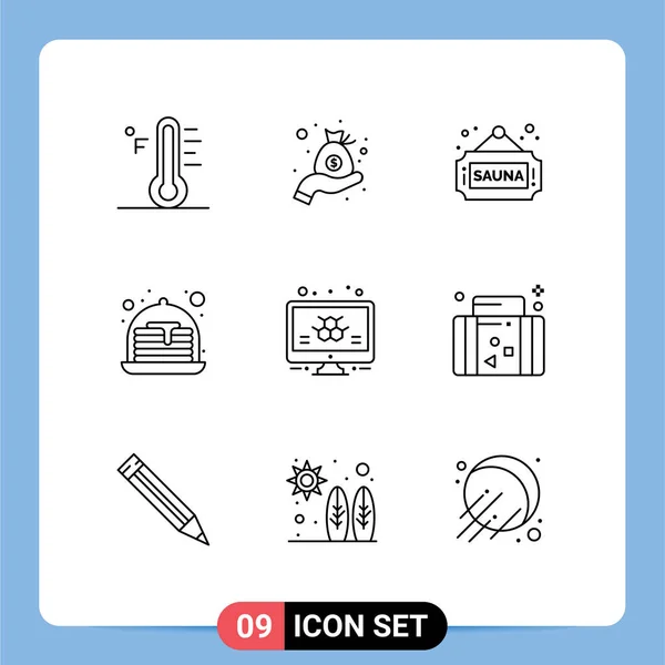 Universal Icon Symbols Group Modern Outlines Info Sweets Bag Jahoda — Stockový vektor