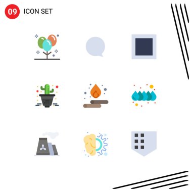Pack of 9 Modern Flat Colors Signs and Symbols for Web Print Media such as color, water, layout, spring, plant Editable Vector Design Elements clipart