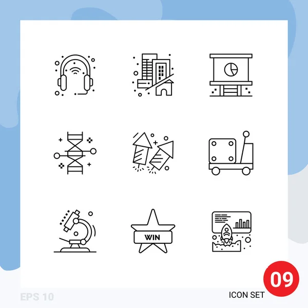 Conjunto Icones Modernos Símbolos Sinais Para Modificação Genética Dna Real — Vetor de Stock
