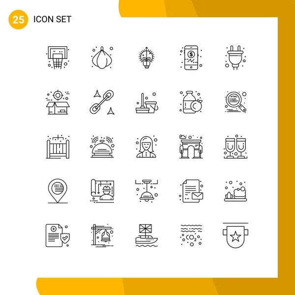 Set Modern Icons Symbols Signs Hardware Plug Idea Electric Investment — Stock Vector