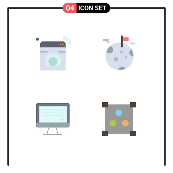 Pack Creative Flat Icons Internet Live Washing Gas Live Streaming — Vector de stock