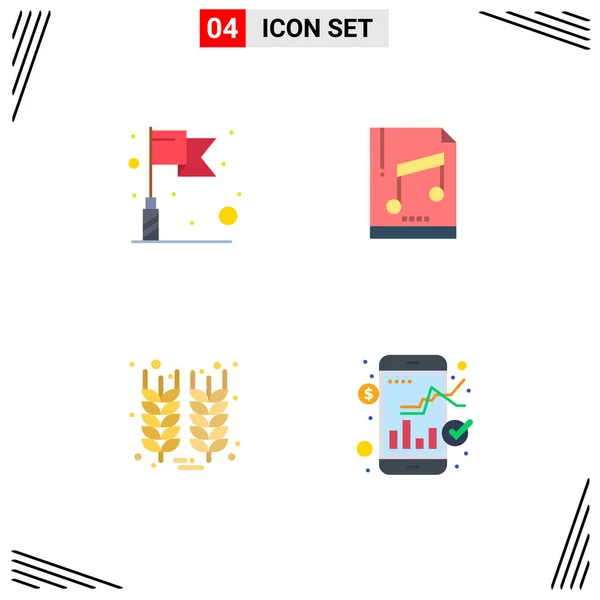 Set Von Vector Flat Icons Grid Für Flagge Danksagung Audio — Stockvektor