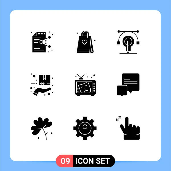 Universal Icon Symbols Gruppo Moderni Glifi Solidi Consegna Borsa Scatola — Vettoriale Stock