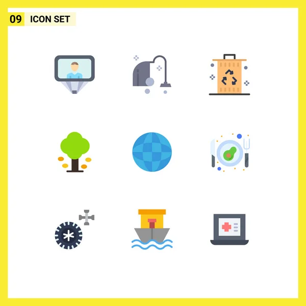 Universal Icon Symbols Group Modern Flat Colors Tree Green Bin — Vetor de Stock