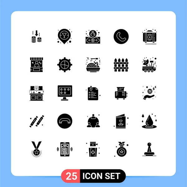 Thematic Vector Solid Glyphs Editable Sysymbols Box First Payment Emergency — Archivo Imágenes Vectoriales