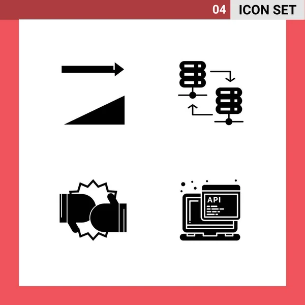 Conjunto Moderno Glifo Sólido Pictografía Subida Competencia Servidor Compartir Guantes — Vector de stock