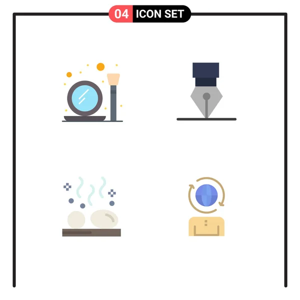 Group Modern Flat Icons Σετ Για Γυαλί Ζεστό Make Brush — Διανυσματικό Αρχείο
