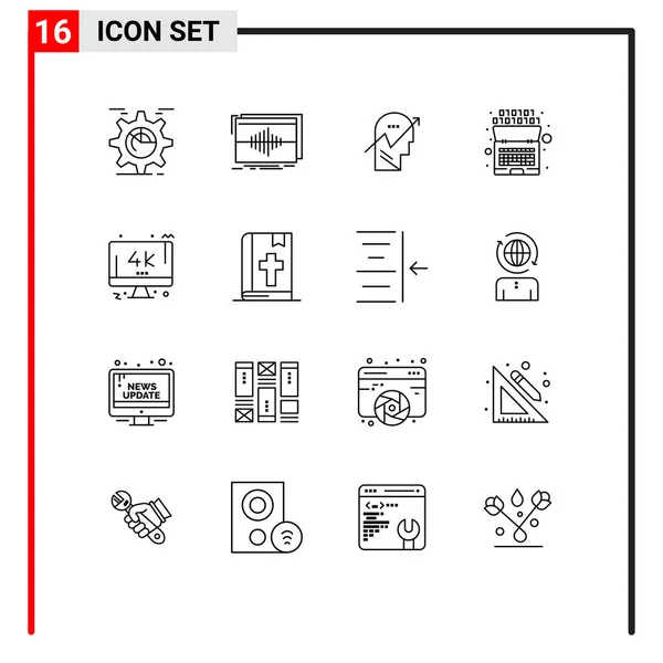 Vector Stock Icon Pack Líneas Signos Símbolos Para Código Artificial — Vector de stock