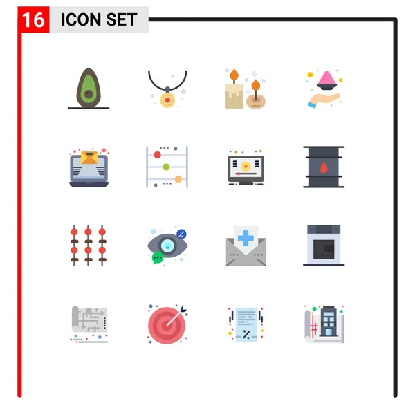 16个基本平面色彩 印第亚 芬芳蜡烛 可手工编辑的创意向量设计元素套件 的用户界面包 — 图库矢量图片