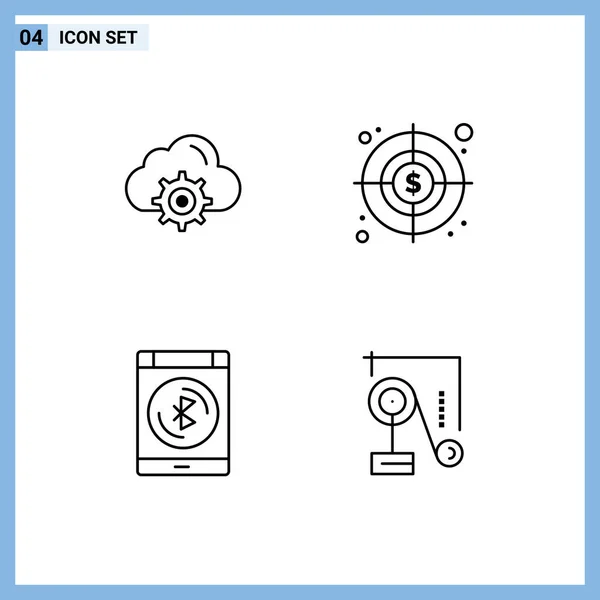 Stock Vector Icon Pack Semne Simboluri Linie Pentru Cloud Date — Vector de stoc