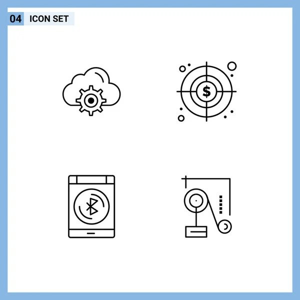 Icône Vectorielle Stock Paquet Signes Symboles Ligne Pour Nuage Les — Image vectorielle