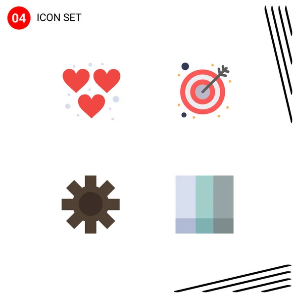 Pictogram Set Simple Flat Icons Heart Gear Play Target Grid — Stock Vector
