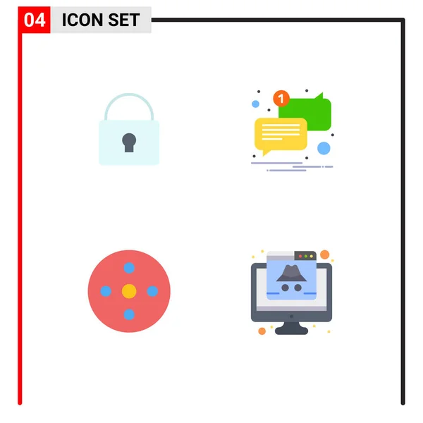 Conjunto Moderno Iconos Planos Símbolos Como Bloqueo Pie Página Inicio — Vector de stock