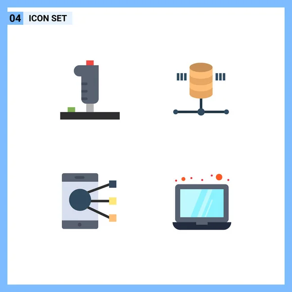 Icônes Plates Vectorielles Thématiques Symboles Modifiables Contrôleur Appareil Joystick Serveur — Image vectorielle