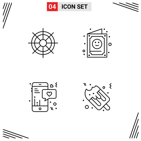 Stock Vector Icon Pack Mit Linienzeichen Und Symbolen Für Boot — Stockvektor