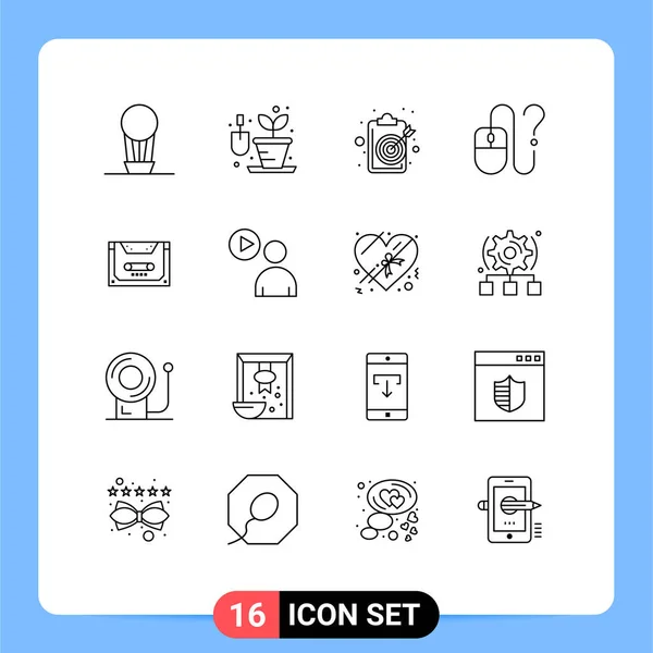 Universal Icon Symbols Group Modern Outlines Audio Online Goal Info — Stockový vektor