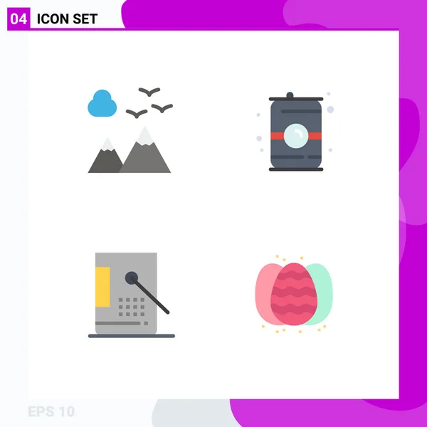 Universal Icon Symbols Group Modern Flat Icons Mountains Coding Travel — Stock Vector