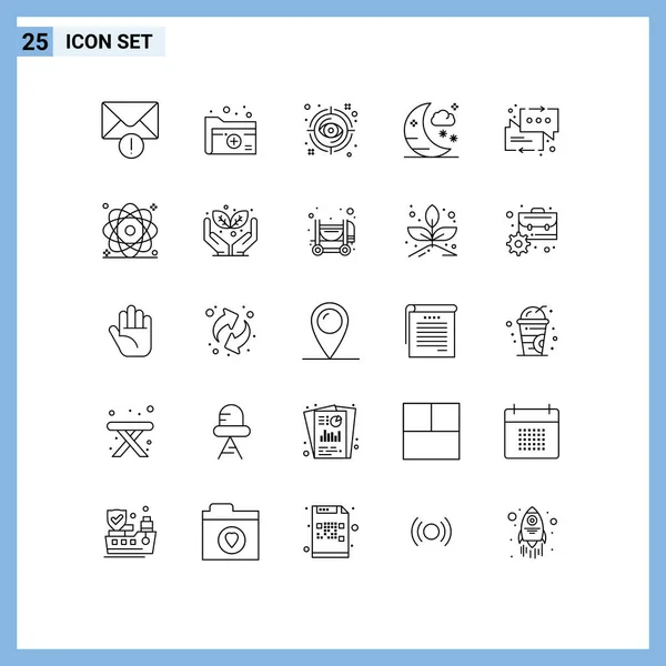 Set Modern Icons Sysymbols Signs Messages Moon Eye Holiday View — Archivo Imágenes Vectoriales