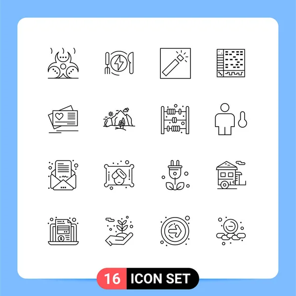 Universal Icon Symbols Group Modern Outlines Card Computer Photo Audio — Διανυσματικό Αρχείο