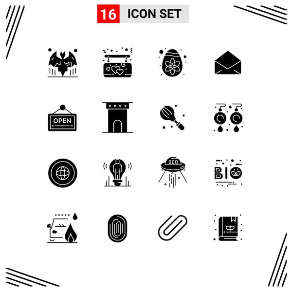 Set Modern Icons Sysymbols Signs Board Open Decoration Open Mail — Archivo Imágenes Vectoriales