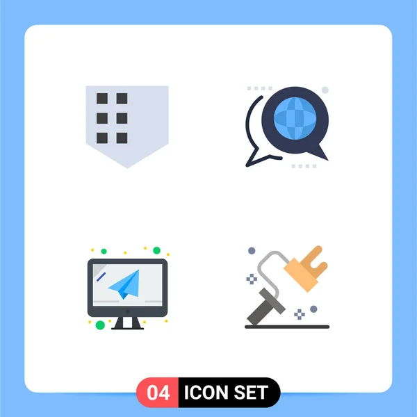 Groupe Icônes Plates Signes Symboles Pour Protéger Email Communication Global — Image vectorielle