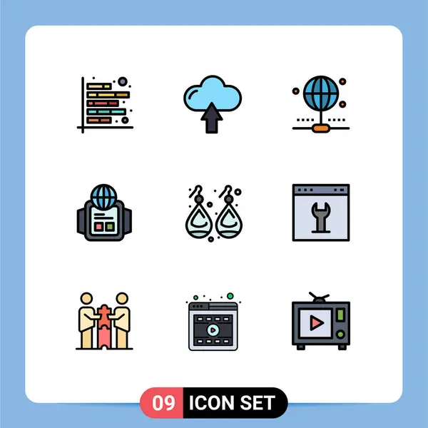 Creative Icons Modern Signs Sysymbols Jewelry Earplugs Upload World Technology — Vector de stock