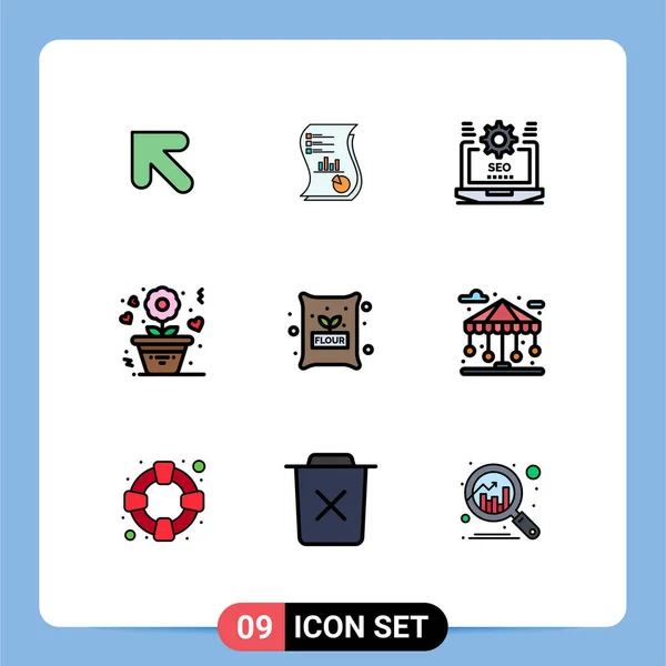 Universal Icon Symbols Group Modern Filledline Flat Colors Romance Flower — 스톡 벡터