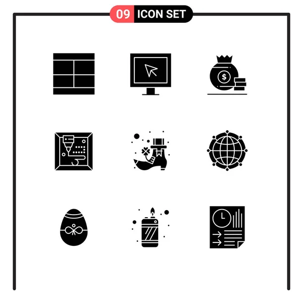 Stock Vector Icon Pack Líneas Símbolos Para Leprechaun Arranque Impresión — Vector de stock