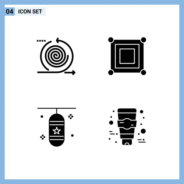 Universal Solid Glyphs Set Web Mobile Applications Business Boxing Bag — Stock Vector