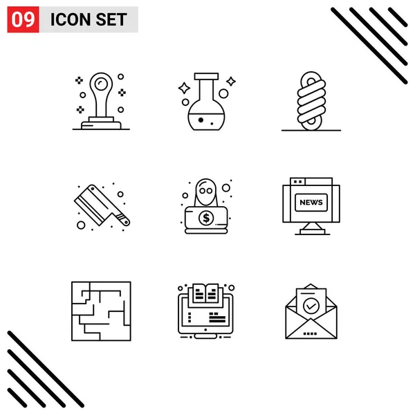 Stock Vector Icon Pack Mit Zeilenzeichen Und Symbolen Für Kommunikation — Stockvektor