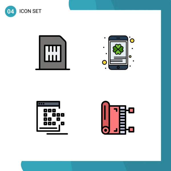 Interface Usuário Filledline Flat Color Pack Modern Signs Symbols Card — Vetor de Stock