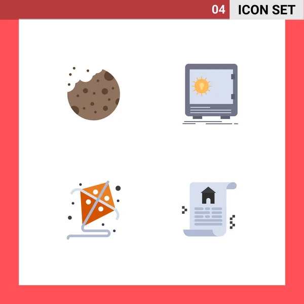 Pictograma Conjunto Iconos Peso Simple Cizaña Cometa Alimento Seguro Pasatiempo — Vector de stock