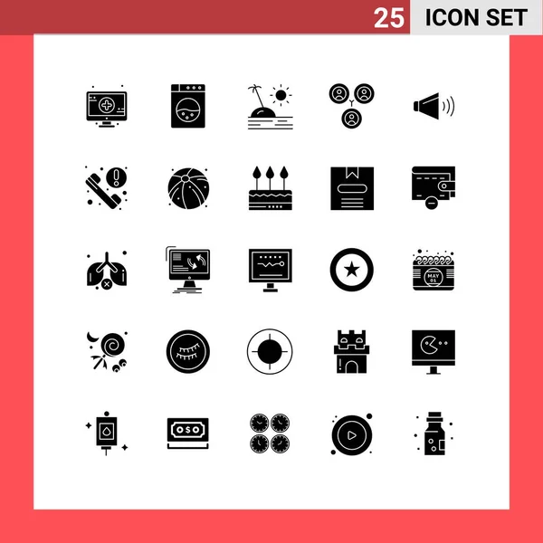 Universal Icon Symbols Group Modern Solid Glyphs Phone Dovolená Hlasitost — Stockový vektor