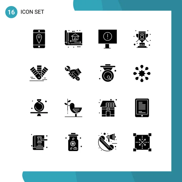 Universal Icon Symbols Group Modern Solid Glyphs Pantone Card Computer — Stock Vector
