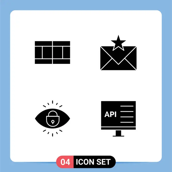 User Interface Pack Basic Solid Glyphs Field Internet Komunikace Oblíbené — Stockový vektor