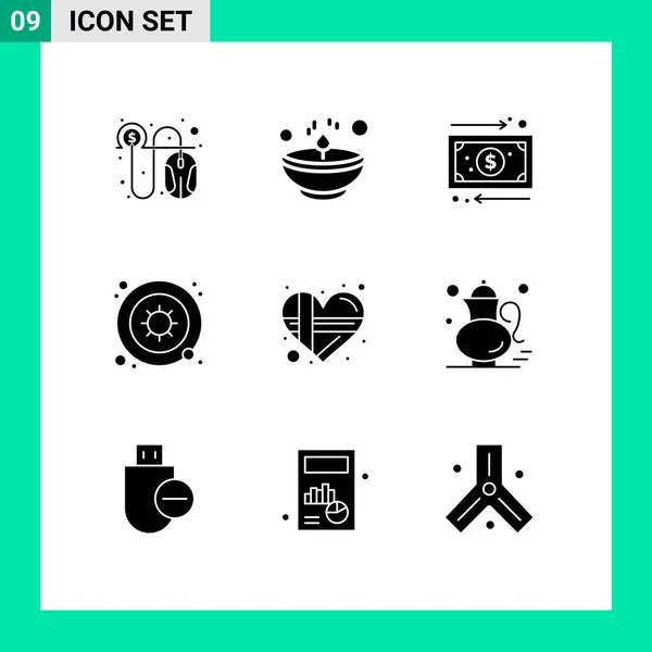 Stock Vector Icon Pack Mit Zeilenzeichen Und Symbolen Für Gegenwart — Stockvektor