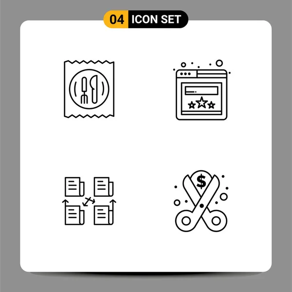 Icône Vectorielle Stock Paquet Signes Symboles Ligne Pour Déjeuner Dossier — Image vectorielle