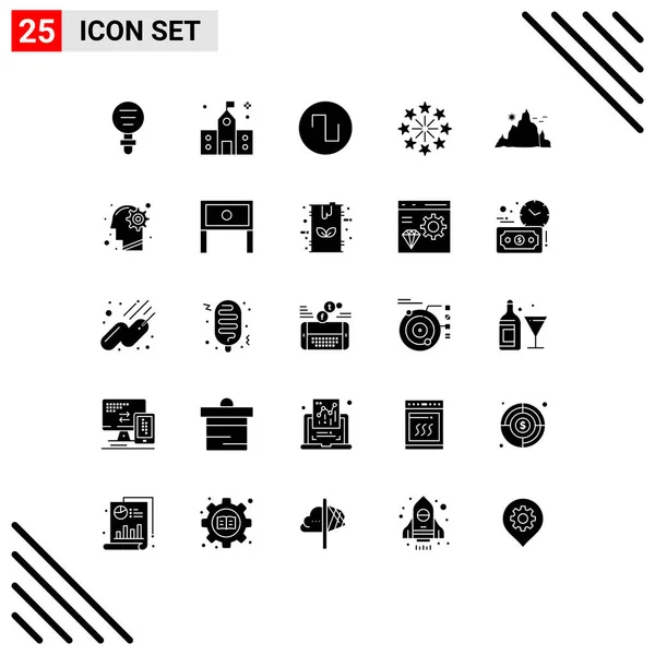 Universal Solid Glyphs Set Web Mobile Applications Гора Свято Підготовка — стоковий вектор
