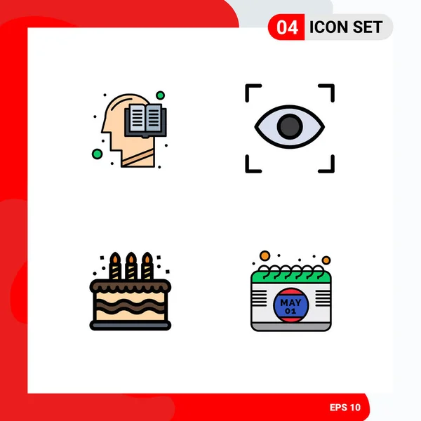 Creative Icons Modern Signs Symbols Book Cake Human Focus Calendar — Stock Vector
