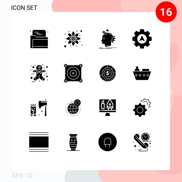 2014 Mobile Interface Solid Glyph Set Pictograms Halloween Scary Ginger — 스톡 벡터