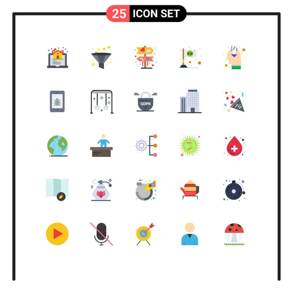 25移动及应用网站的平面色彩概念 标志可编辑向量设计元素 — 图库矢量图片