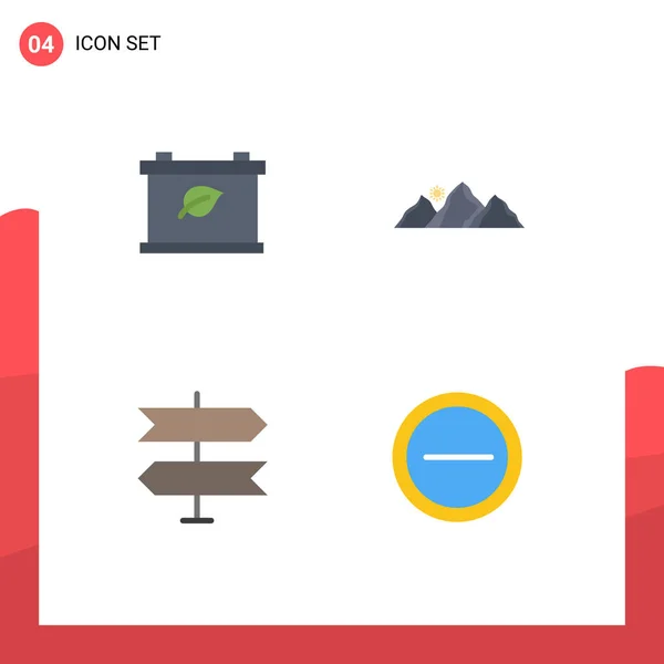 Set Modern Icons Sysymbols Signs Battery Location Hill Mountain Interface — Vector de stock
