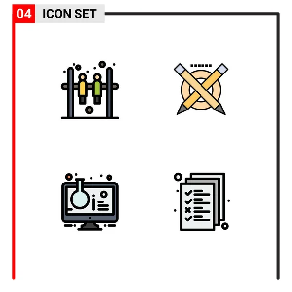 Креативні Іконки Сучасні Знаки Символи Барної Стійки Онлайн Лабораторія Олівець — стоковий вектор