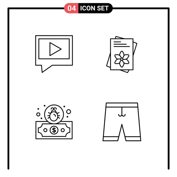 Mobile Interface Line Set Pictograms Video Security Seeds Spring Clothe — Archivo Imágenes Vectoriales
