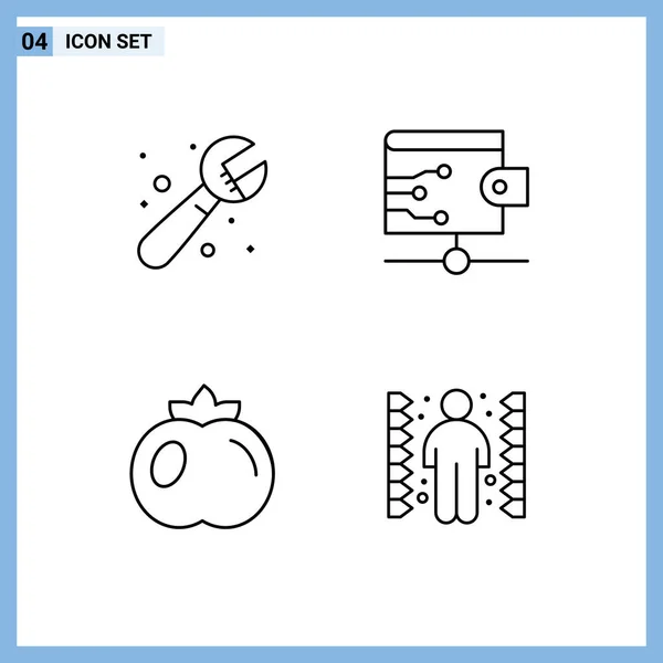 Mobile Interface Line Set Pictograms Mechanical Fruit System Wallet Complication — Stock Vector