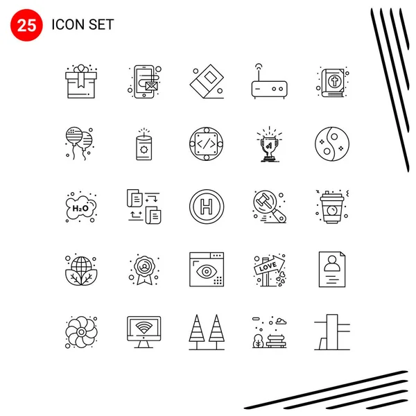 Stock Vector Icon Pack Mit Zeilenzeichen Und Symbolen Für Bloons — Stockvektor