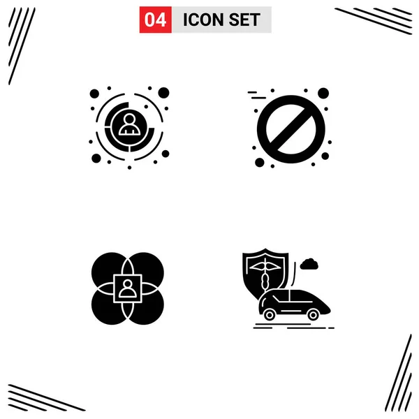 Pictogram Set Simple Solid Glyphs Business Human Target Tablet Person — Stock Vector