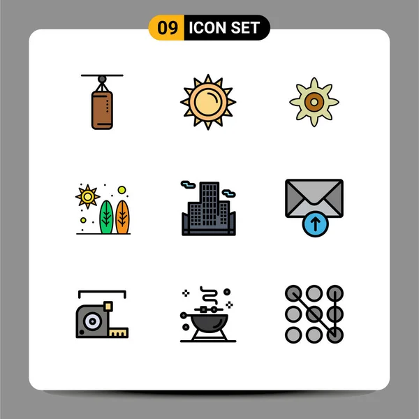 Interfejs Użytkownika Filledline Flat Color Pack Nowoczesnych Znaków Symboli Poczty — Wektor stockowy