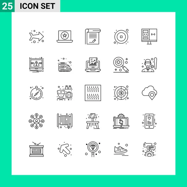 Creative Icons Modern Signs Sysymbols Coding Year Education New Coin — Vector de stock