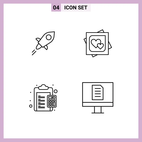 Set Modern Icons Sysymbols Signs Lumens Calculate Line Love Charge — Archivo Imágenes Vectoriales